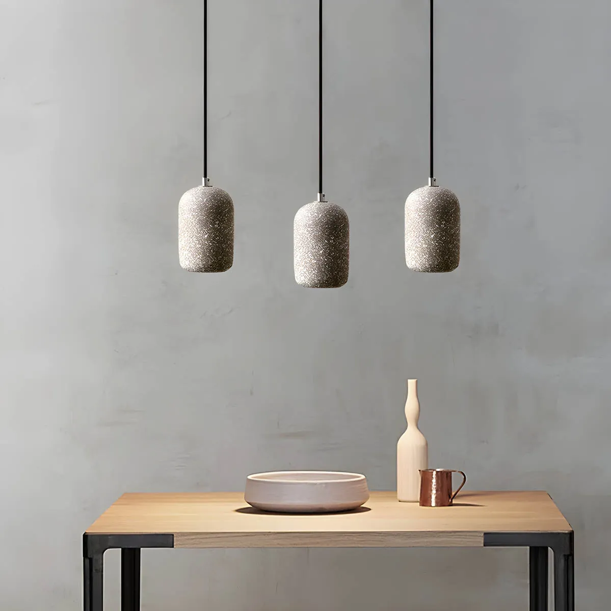 Ferro Industrial Pendant Light – Minimalist Concrete & Glass Hanging Lamp