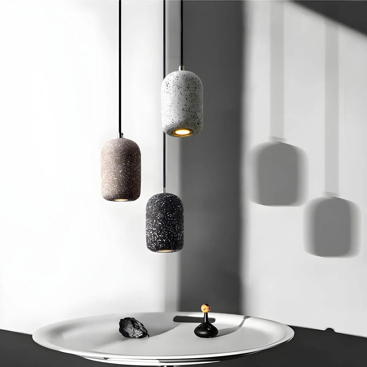Ferro Industrial Pendant Light – Minimalist Concrete & Glass Hanging Lamp