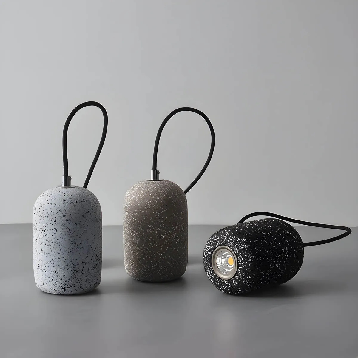 Ferro Industrial Pendant Light – Minimalist Concrete & Glass Hanging Lamp