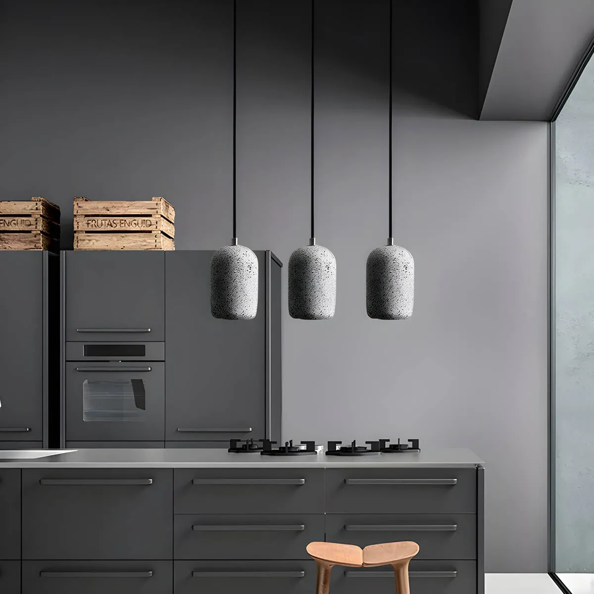 Ferro Industrial Pendant Light – Minimalist Concrete & Glass Hanging Lamp