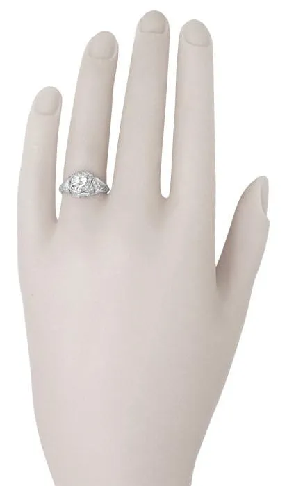 Filigree Ridgebury Vintage Art Deco Old Mine Cut Diamond Platinum Engagement Ring