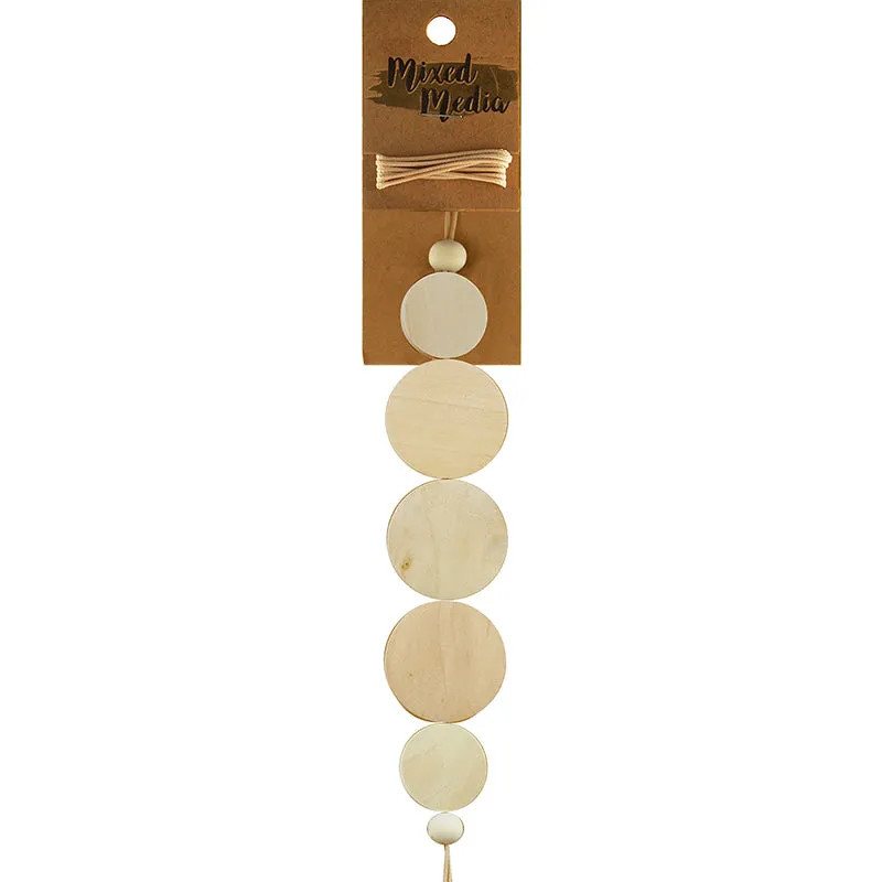 FLAT NATURAL WOODEN BEADS 7 PIECES