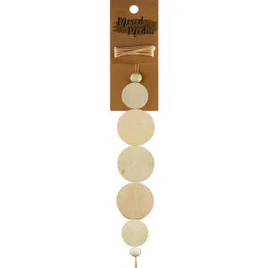FLAT NATURAL WOODEN BEADS 7 PIECES