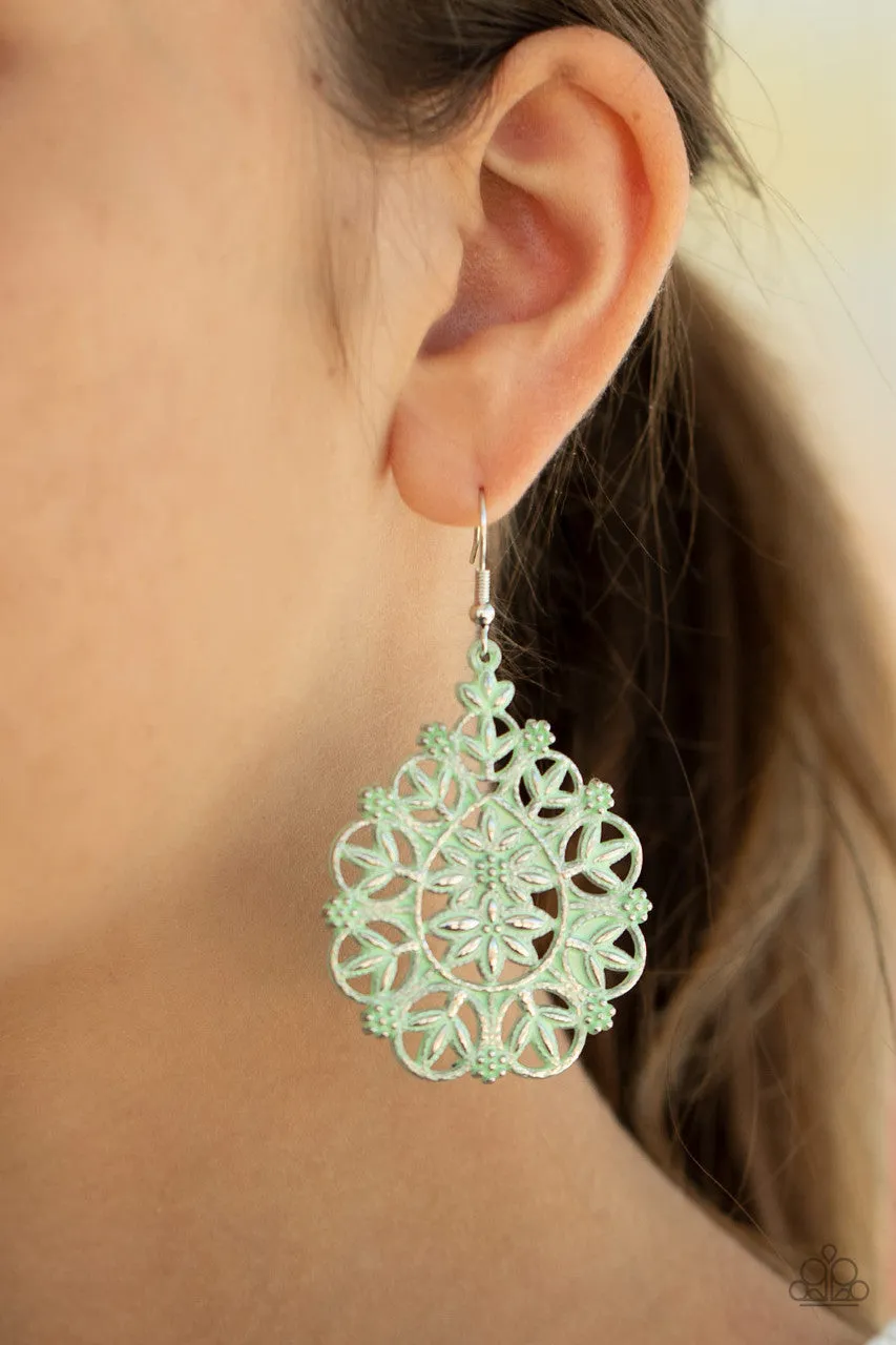 Floral Affair Green Paparazzi Earrings
