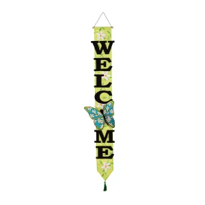 Floral Butterfly Welcome Door Banner with 3D Butterfly,2db2518
