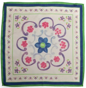 Floral Pocket Square Green and Blue