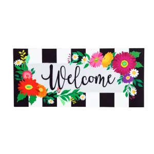 Floral Stripe Welcome Sassafras Switch Mat