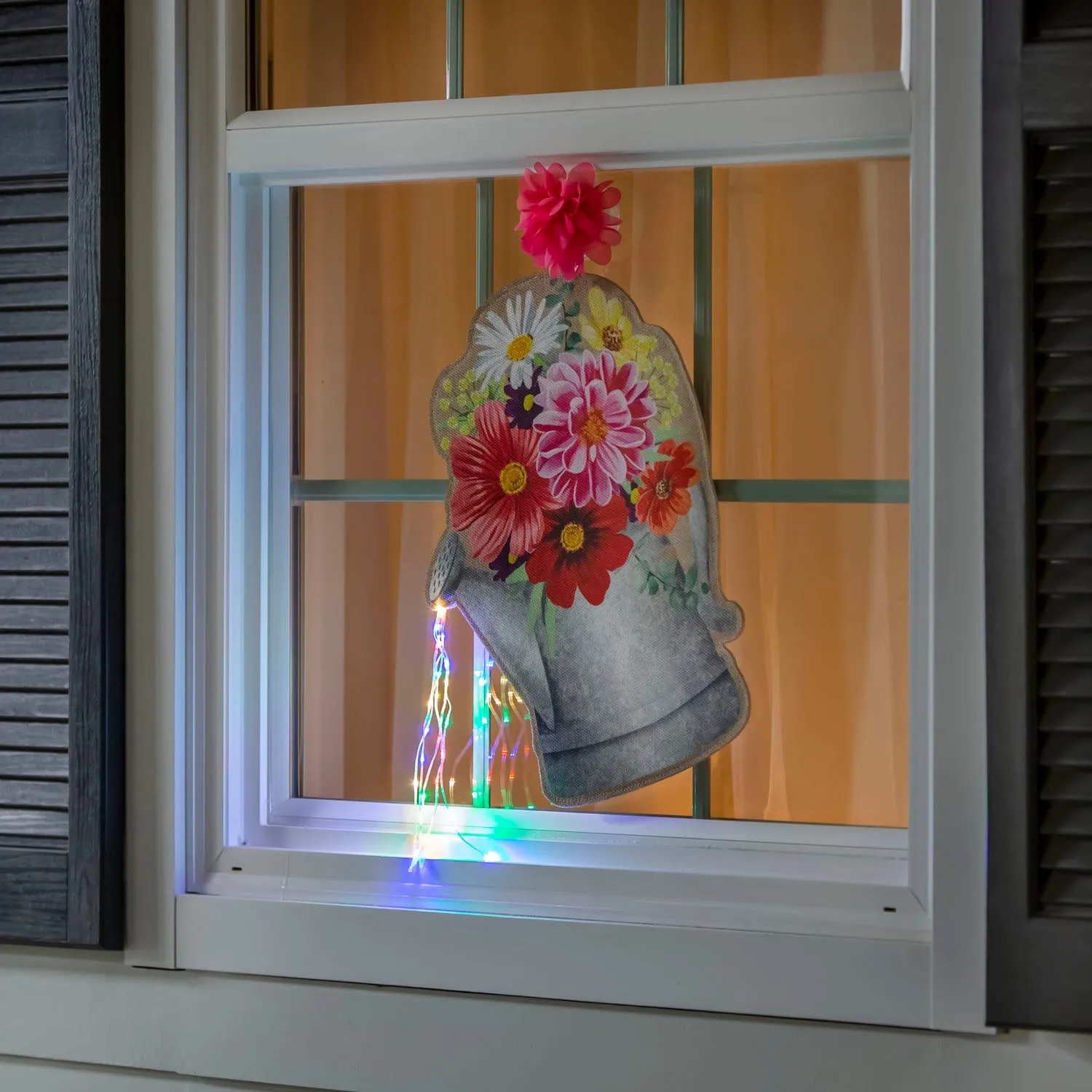 Floral Watering Can LED Window Décor,2ddw2261