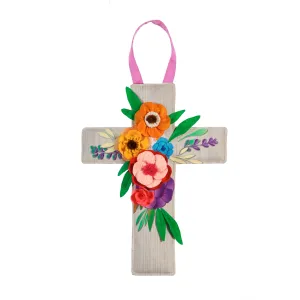 Floral Wood Cross Door Décor,2dhb1566