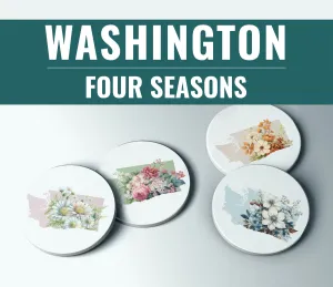 Flower Coasters - Washington State Stone with Cork Back, Beautiful Floral Design, Eco-Friendly Home Decor & Gift Idea