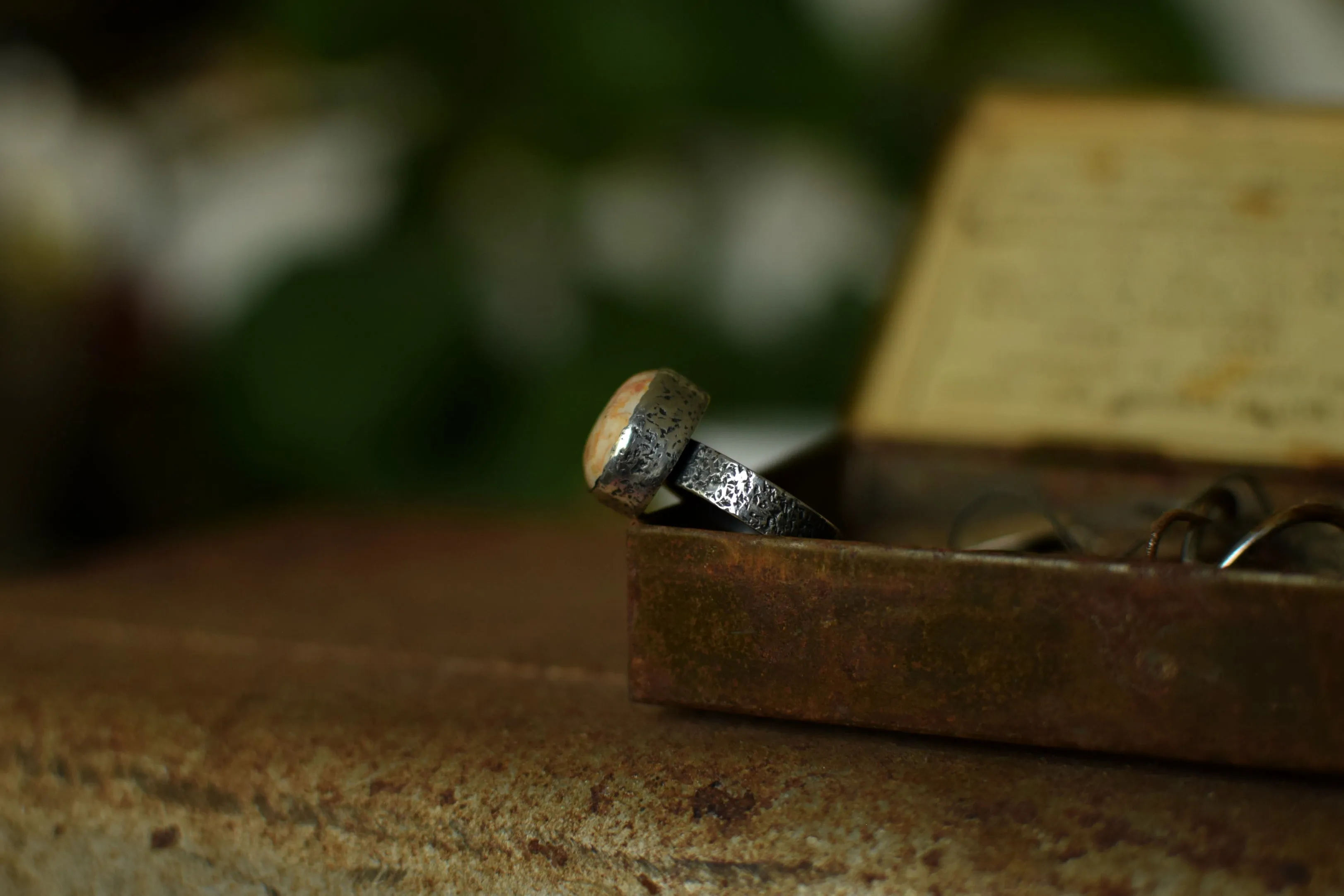 Fossilized Sand Dollar - Fossil Ring - Sterling Silver - Size 7 - Size 8.25