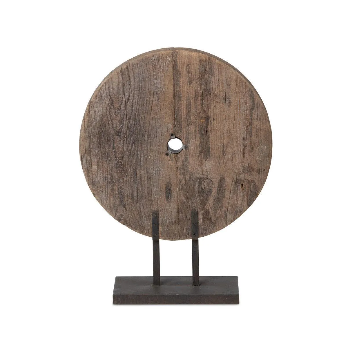 Found Wood Round Mounted Sculpture