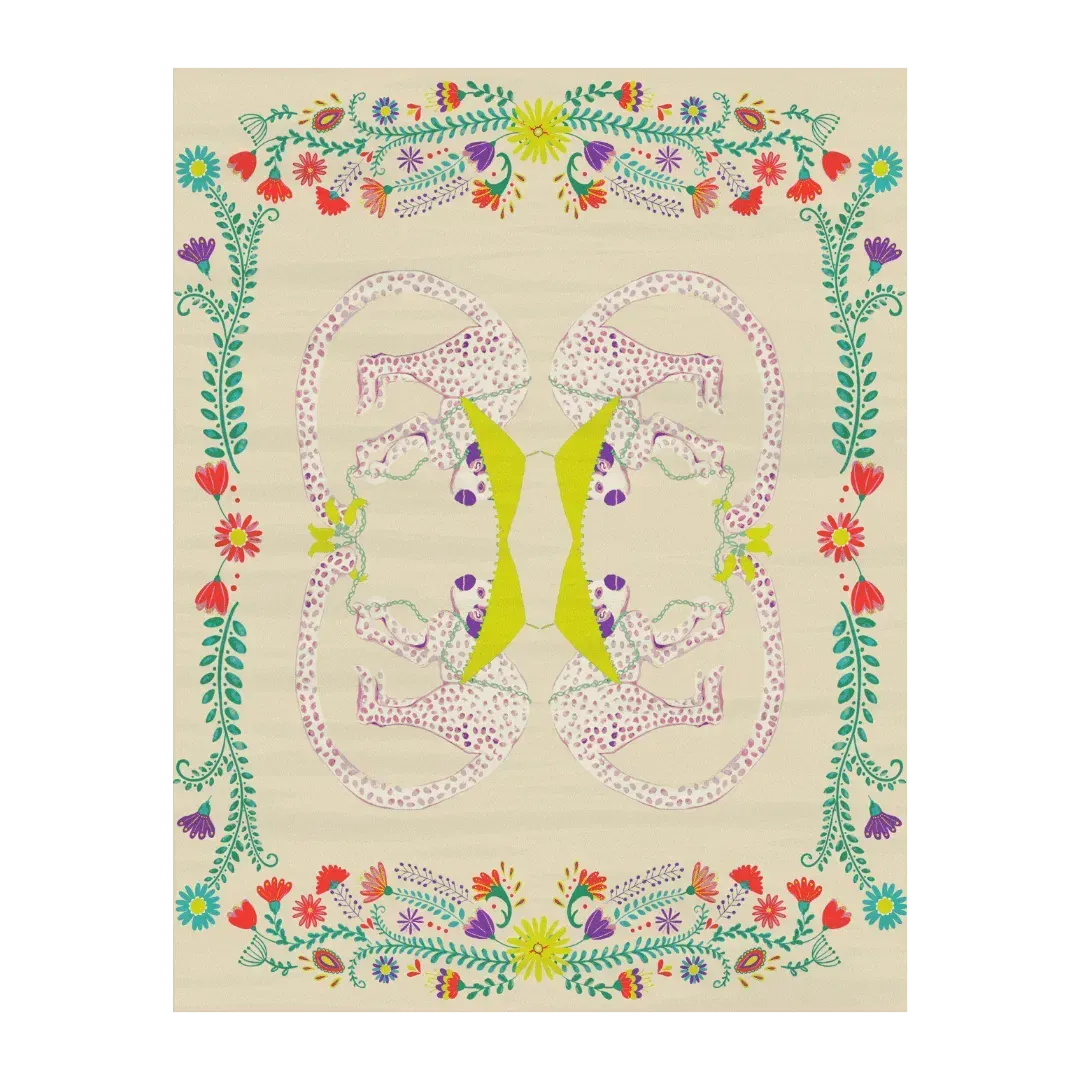 Four Monkeys in the Garden Hand Tufted Wool Rug - Sand