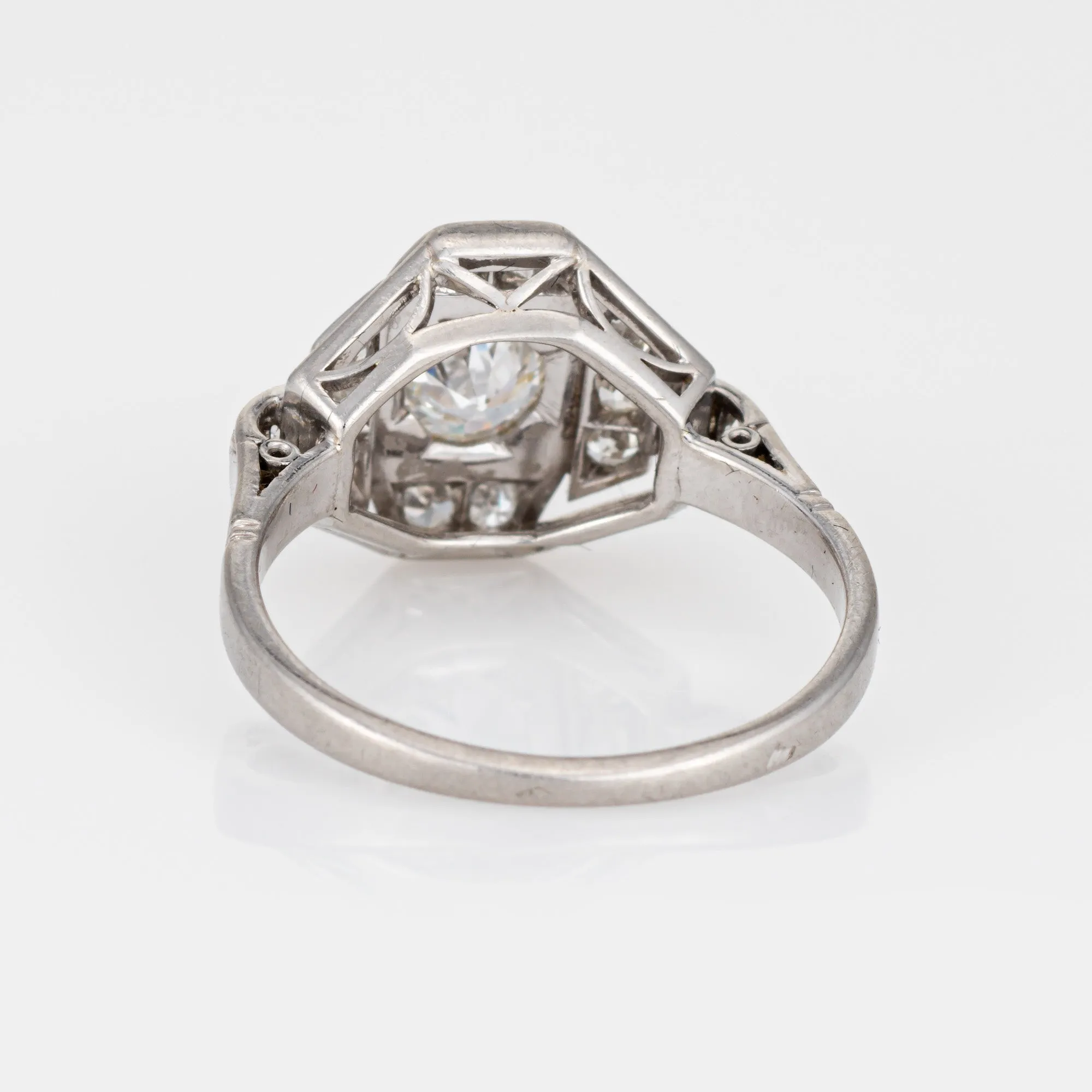 French Art Deco Diamond Ring Engagement Platinum Sz 6 Vintage Bridal Jewelry