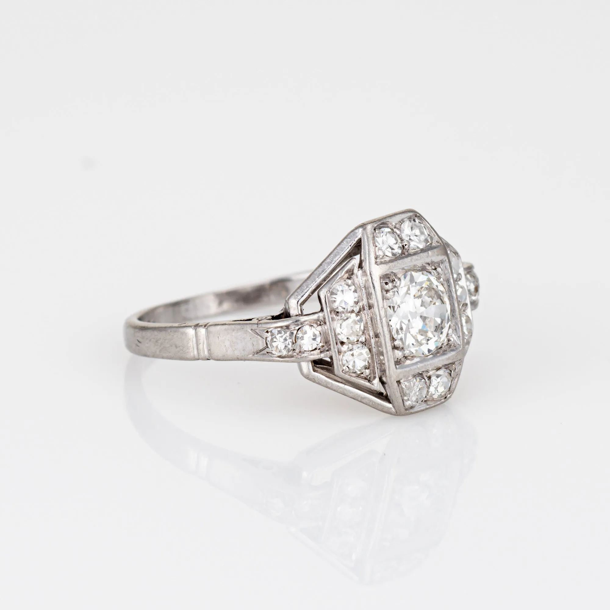 French Art Deco Diamond Ring Engagement Platinum Sz 6 Vintage Bridal Jewelry