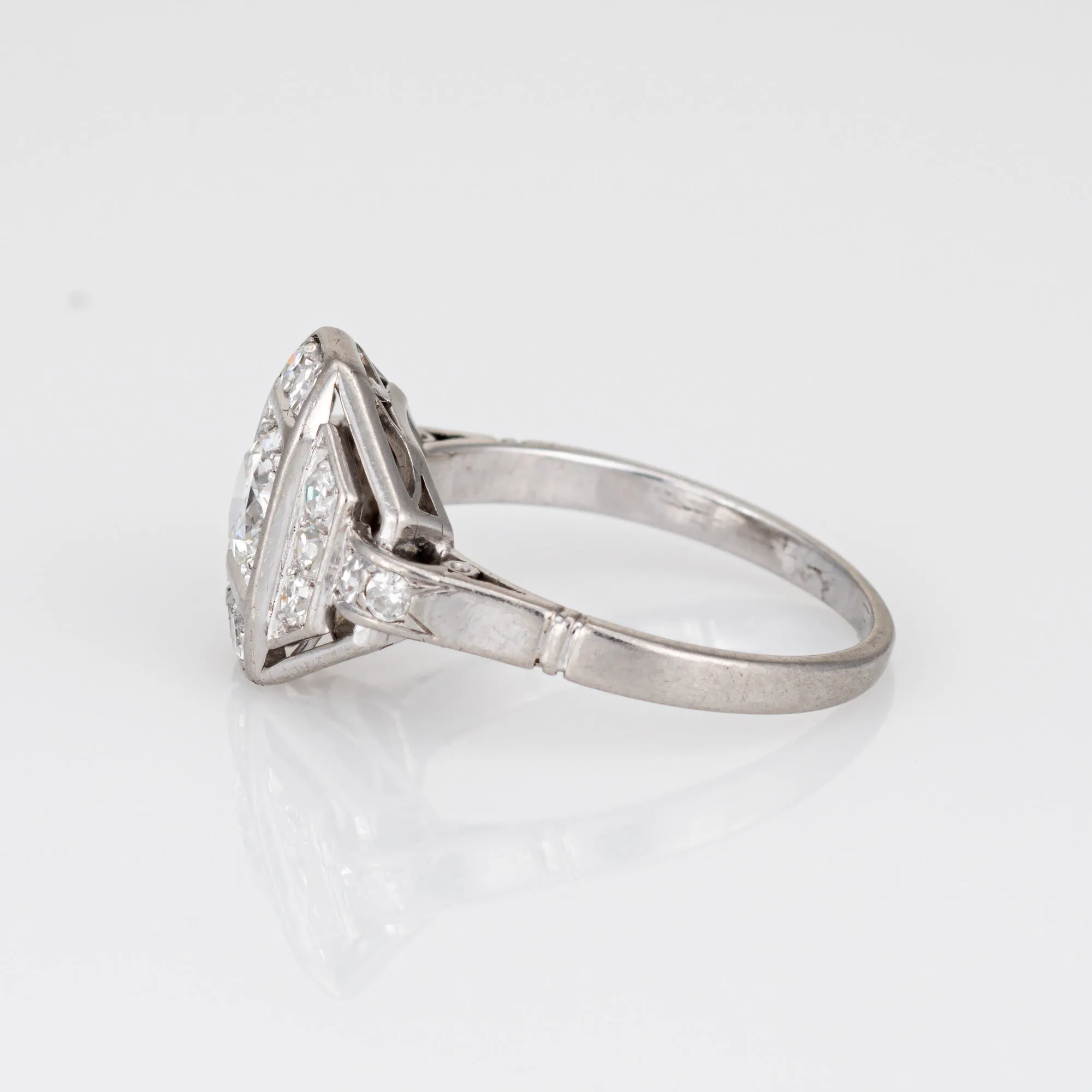French Art Deco Diamond Ring Engagement Platinum Sz 6 Vintage Bridal Jewelry
