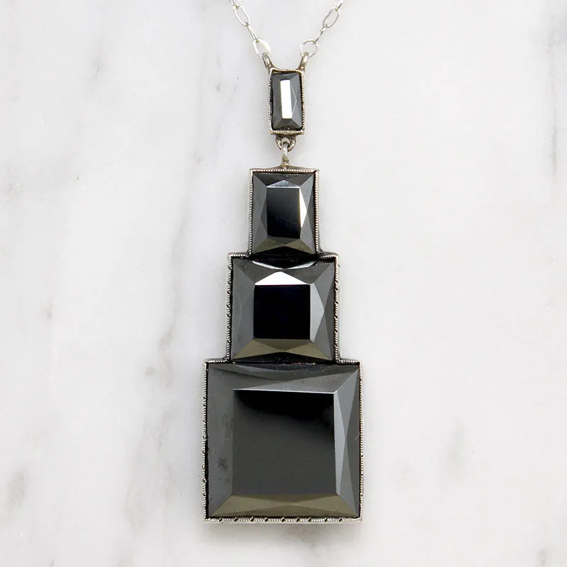 French Art Deco Marcasite Necklace by Lespous