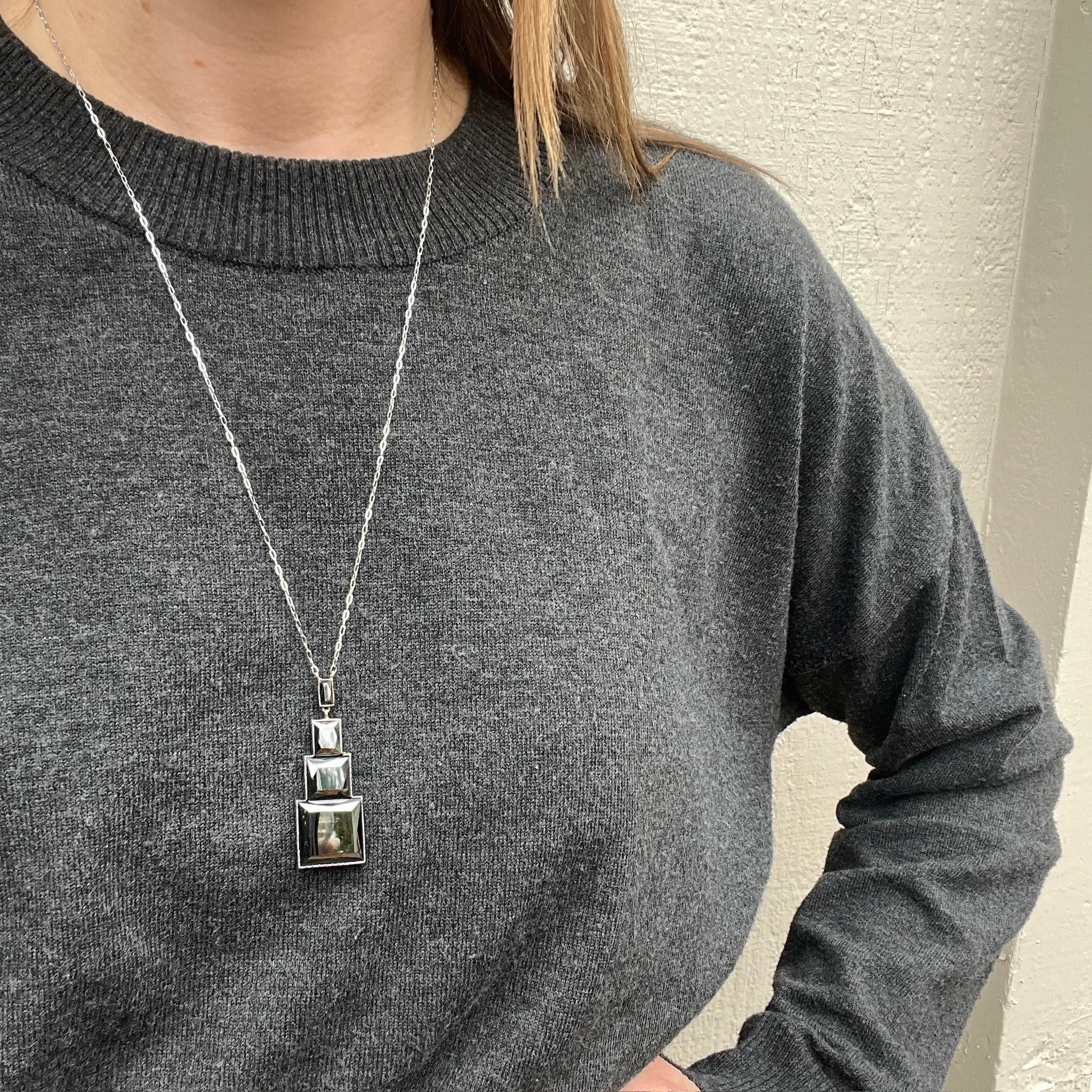 French Art Deco Marcasite Necklace by Lespous
