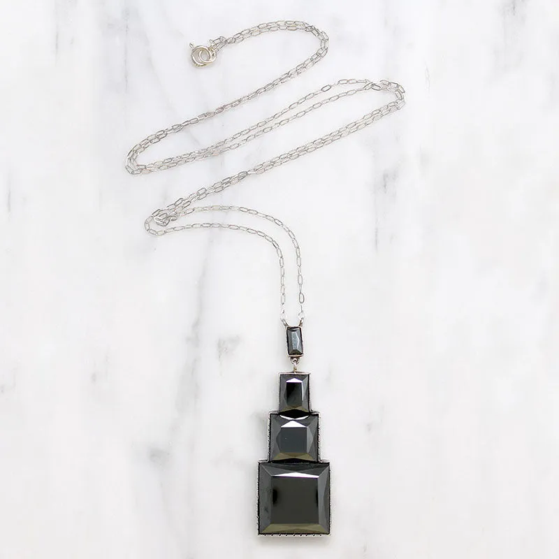 French Art Deco Marcasite Necklace by Lespous
