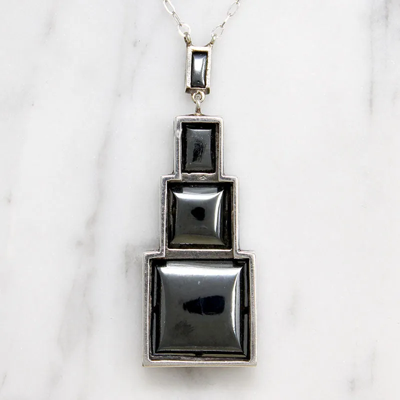 French Art Deco Marcasite Necklace by Lespous