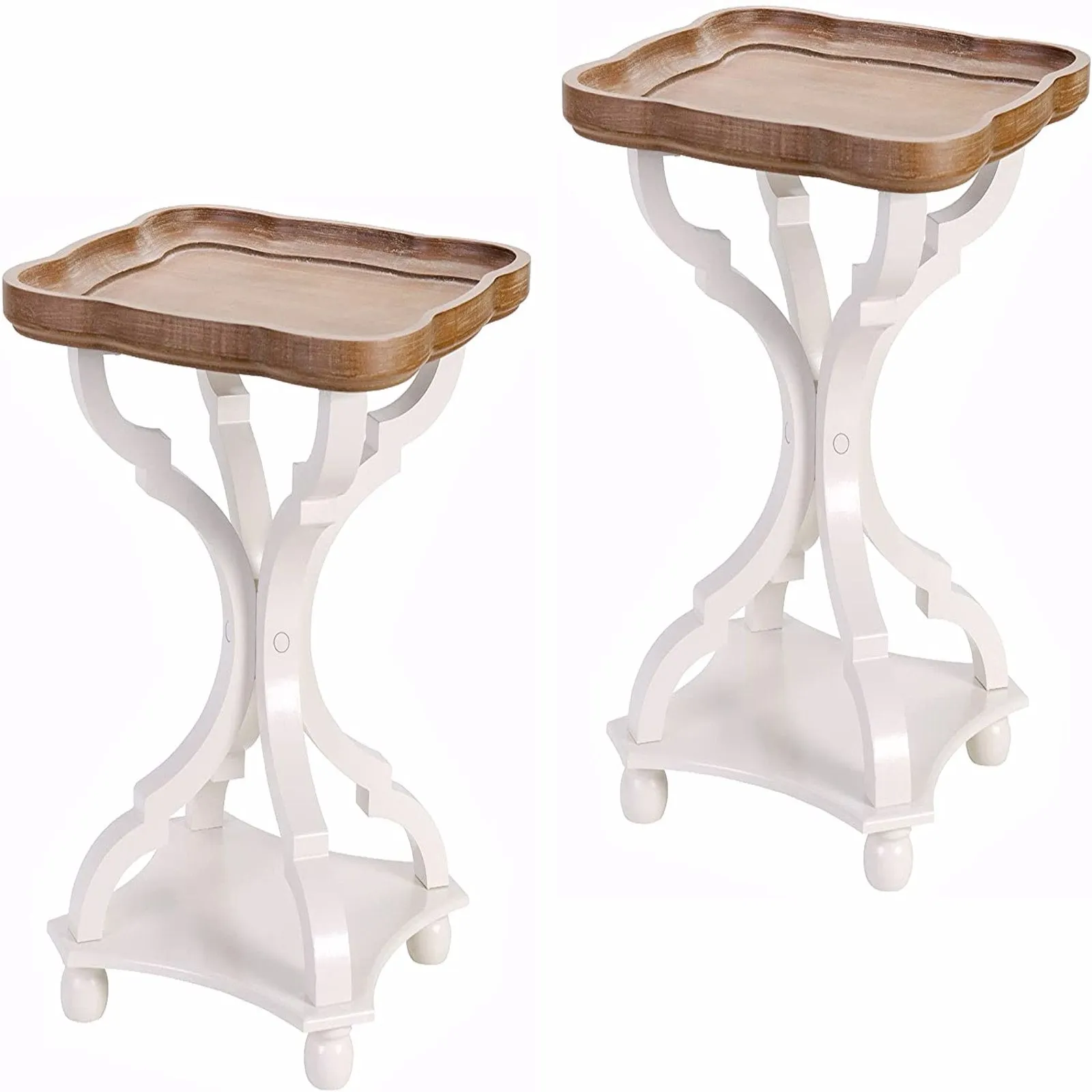 French Country Accent Table, Natural   white