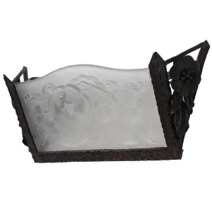 French Muller Frères Art Deco Iron and Cast Glass One-Light Wall Sconce