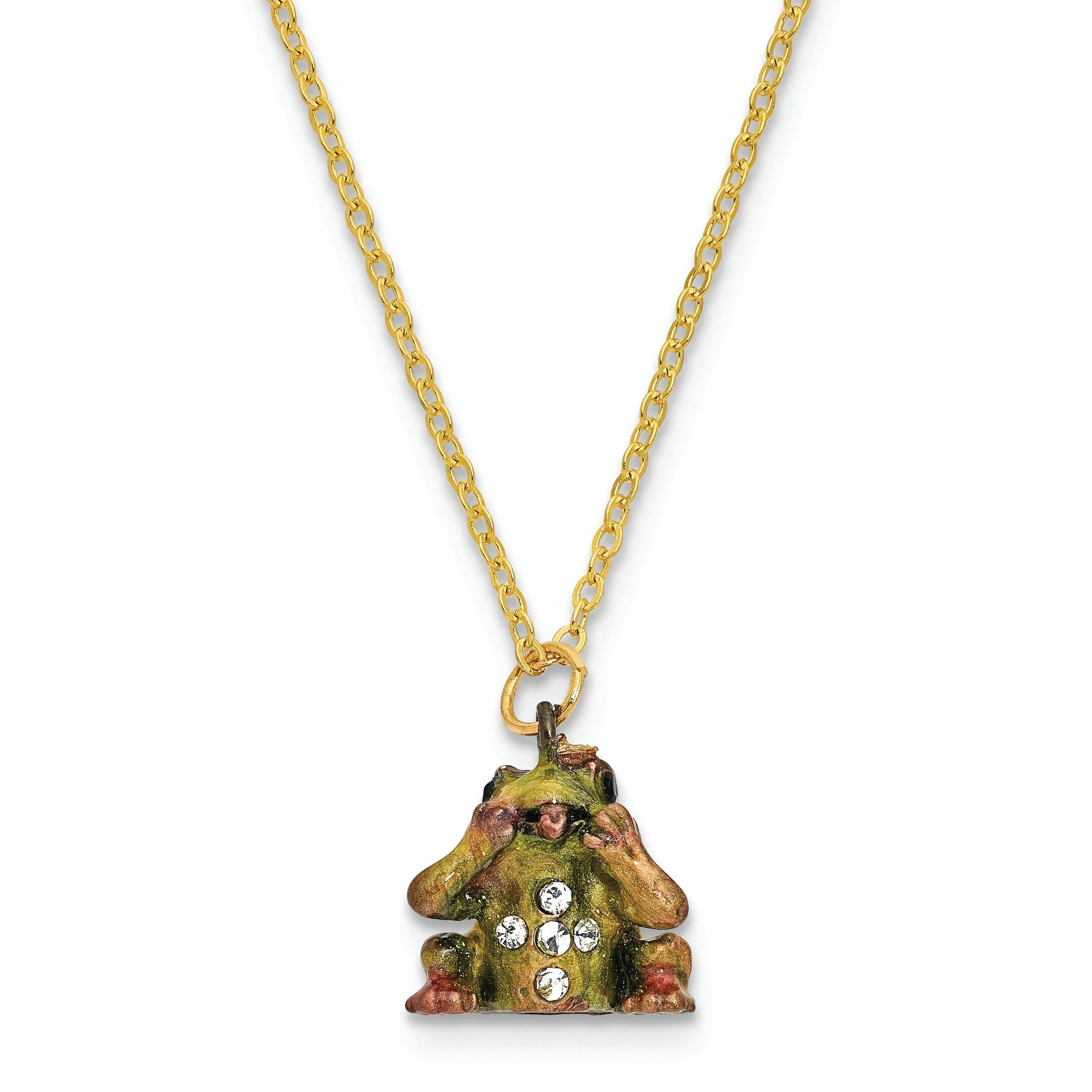 Frog Trinket Box Green Yellow and Pink Enamel
