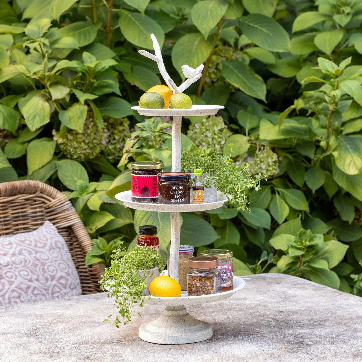 Garden Bird Iron Tiered Plant Stand