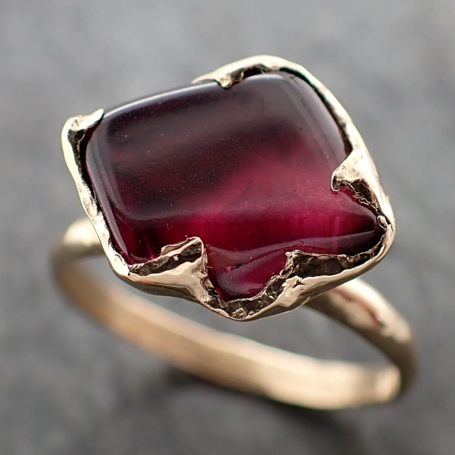 garnet tumbled red wine 14k gold solitaire gemstone ring 3262 Alternative Engagement