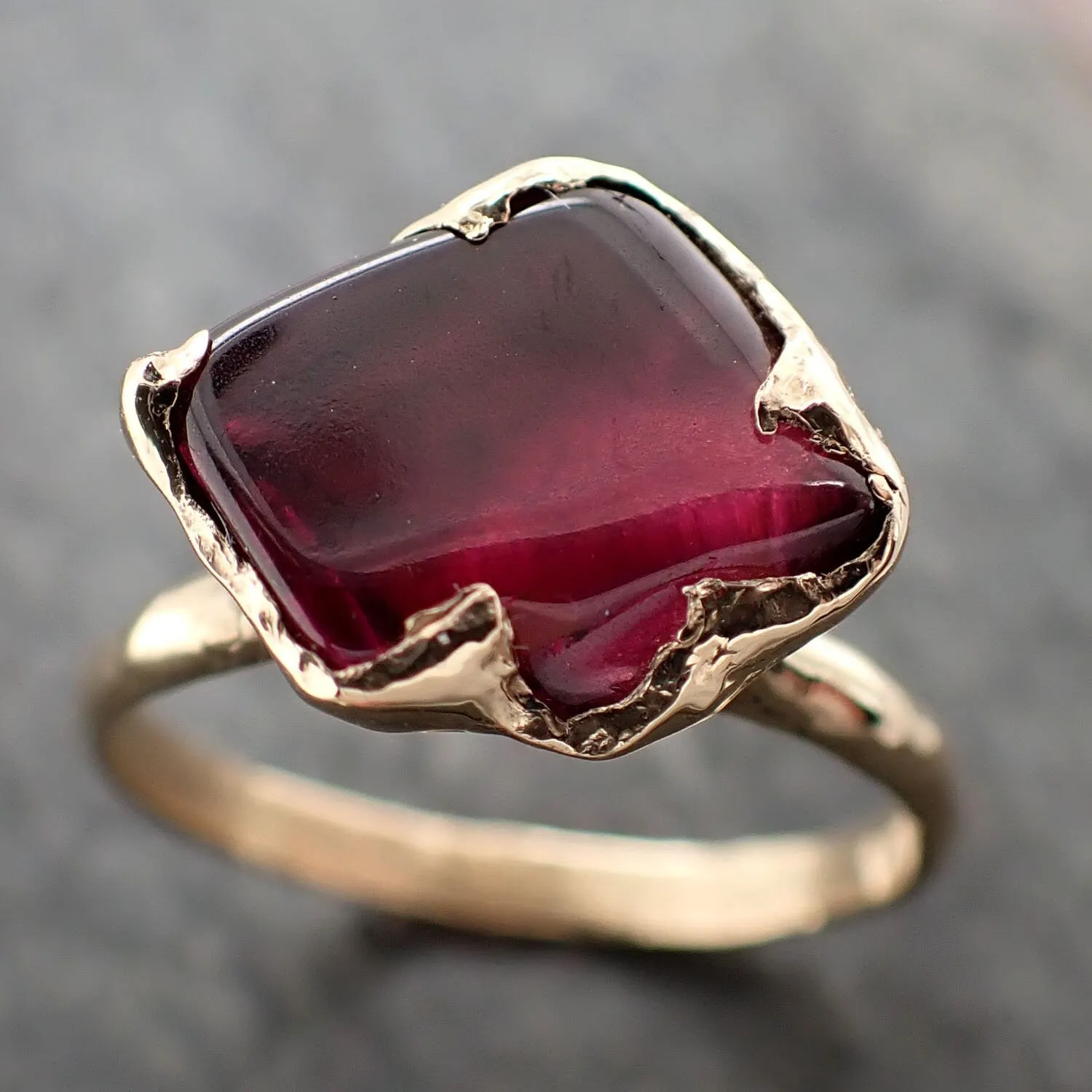garnet tumbled red wine 14k gold solitaire gemstone ring 3262 Alternative Engagement
