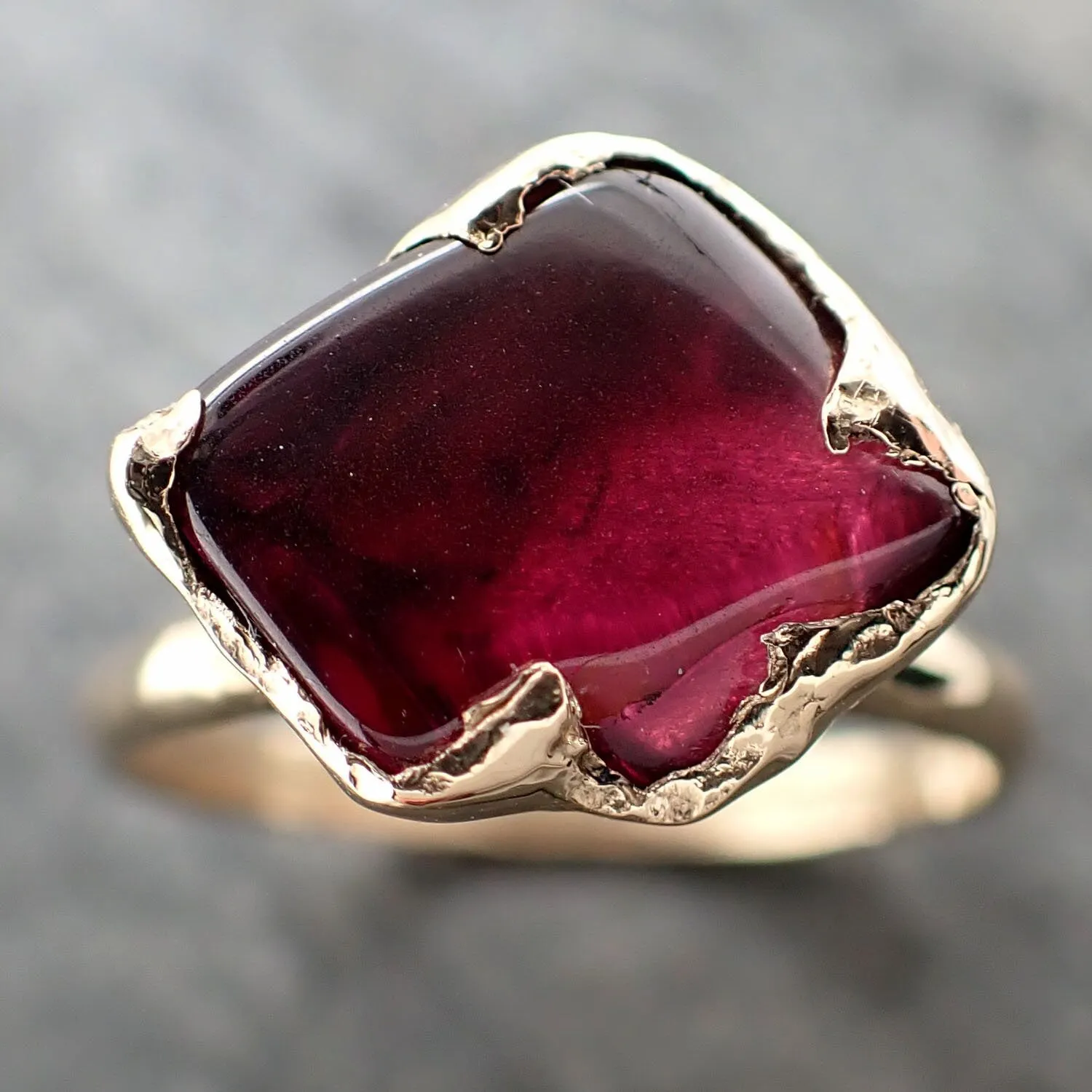 garnet tumbled red wine 14k gold solitaire gemstone ring 3262 Alternative Engagement