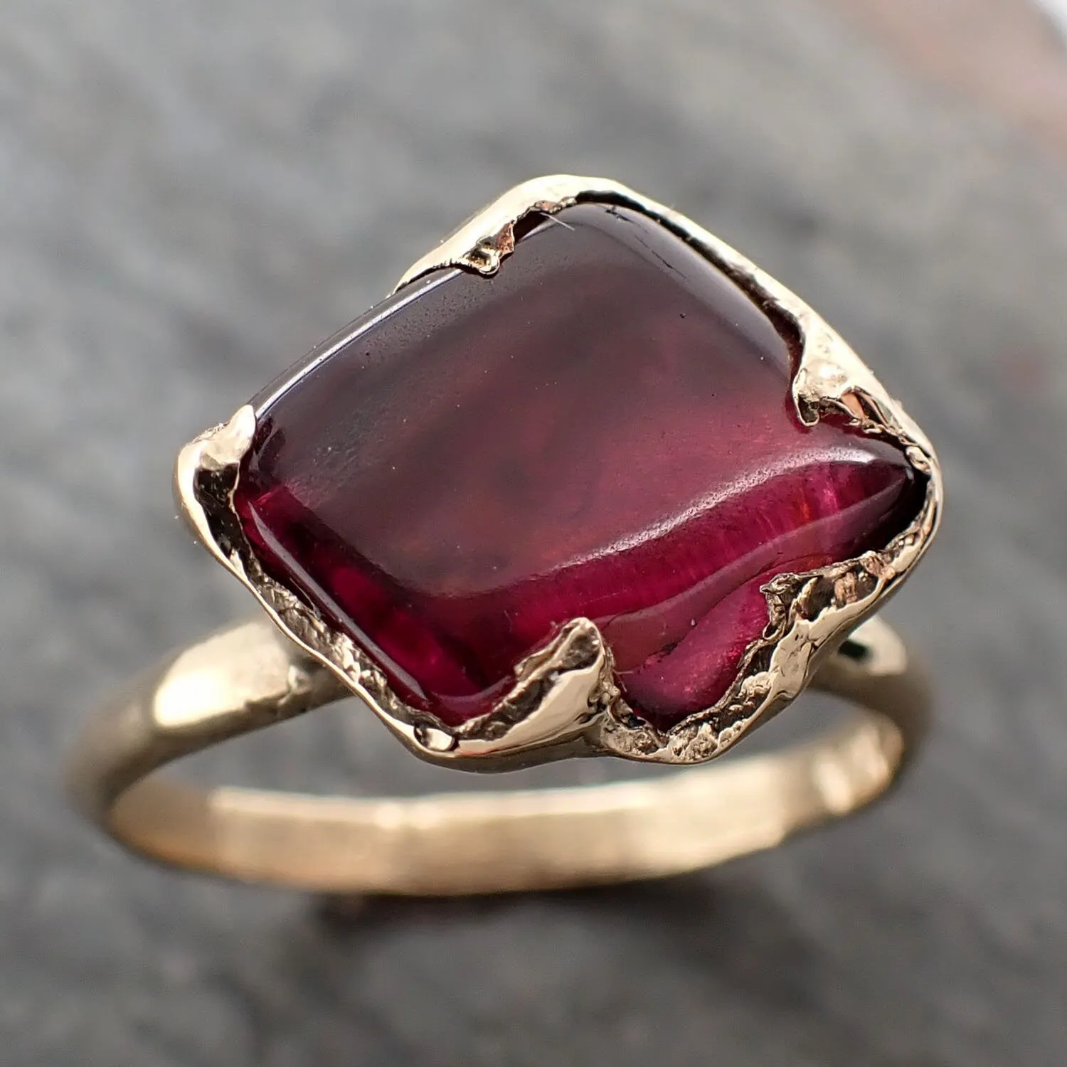 garnet tumbled red wine 14k gold solitaire gemstone ring 3262 Alternative Engagement