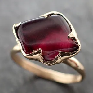 garnet tumbled red wine 14k gold solitaire gemstone ring 3262 Alternative Engagement