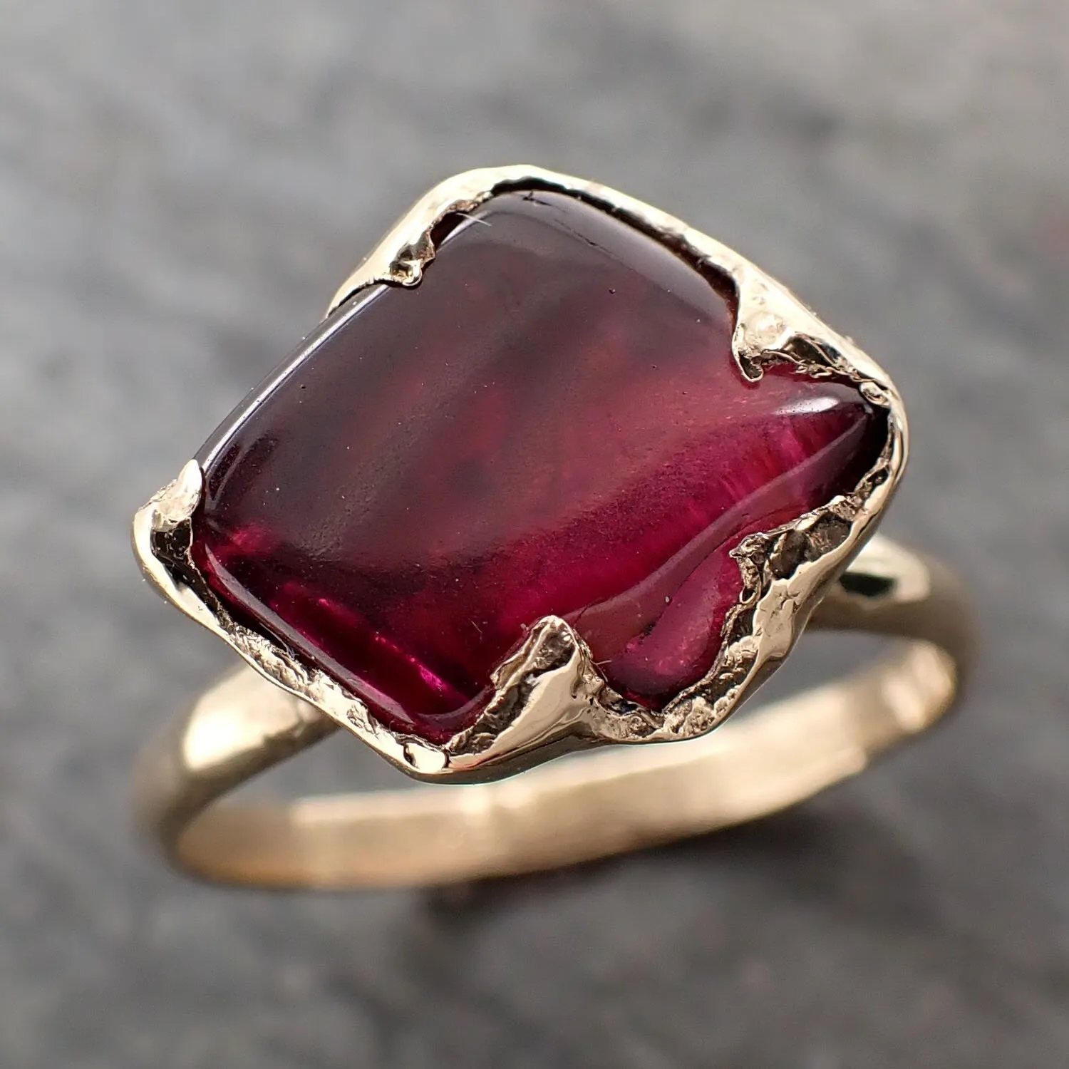 garnet tumbled red wine 14k gold solitaire gemstone ring 3262 Alternative Engagement
