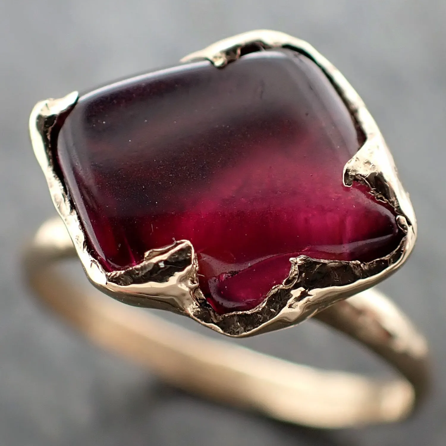 garnet tumbled red wine 14k gold solitaire gemstone ring 3262 Alternative Engagement