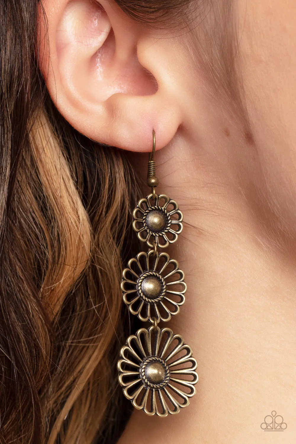 Gazebo Garden Brass Earrings Paparazzi