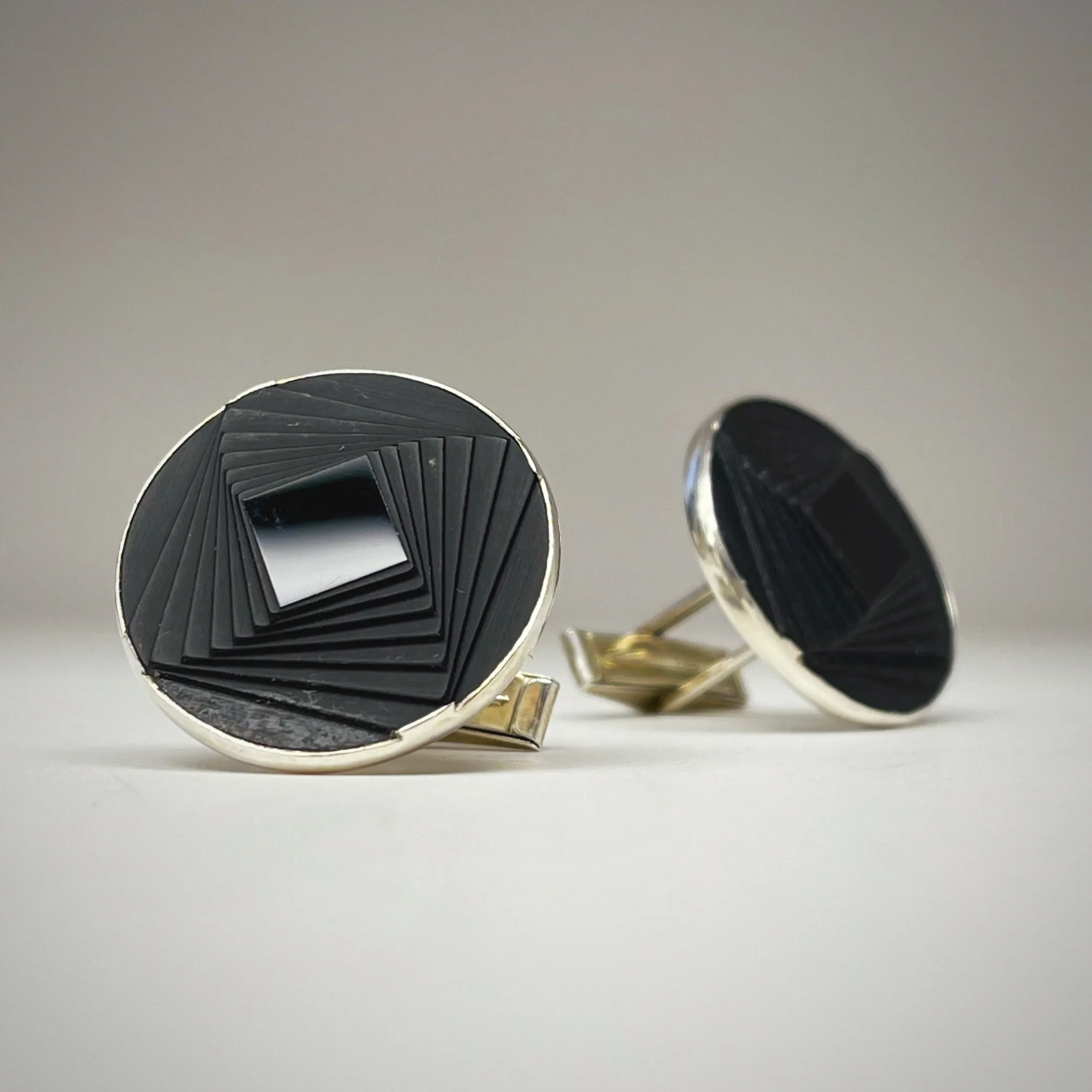 Geometric Illusion Onyx Cuff Links