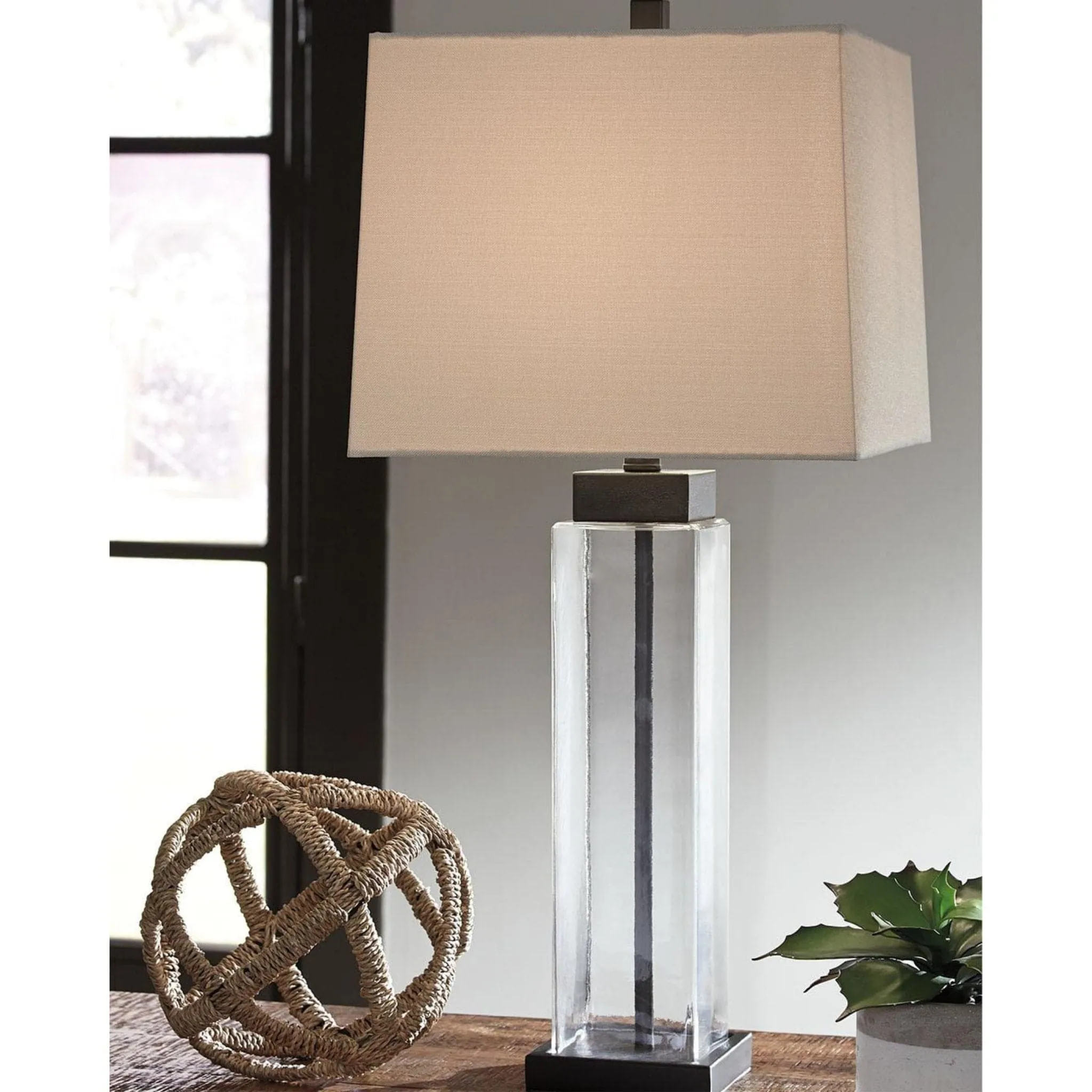 Glass Table Lamp in Clear / Bronze (Set of 2)