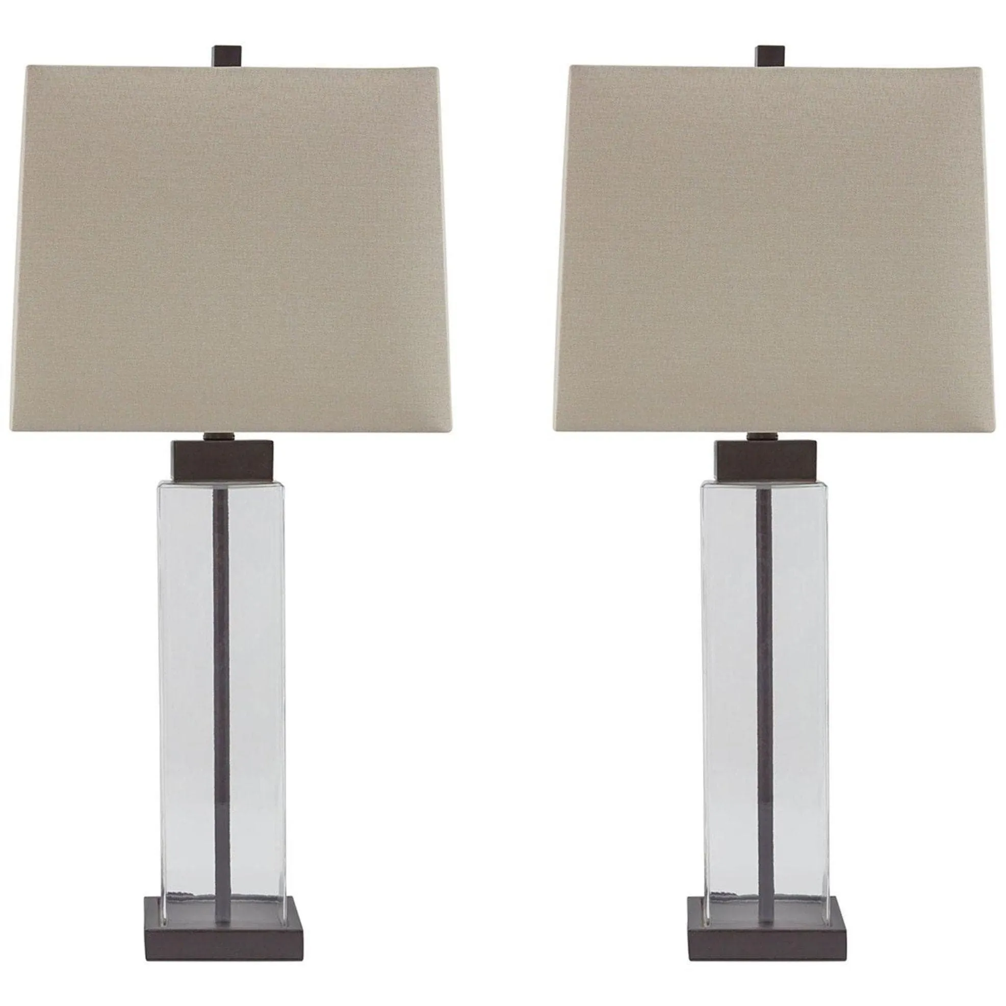Glass Table Lamp in Clear / Bronze (Set of 2)