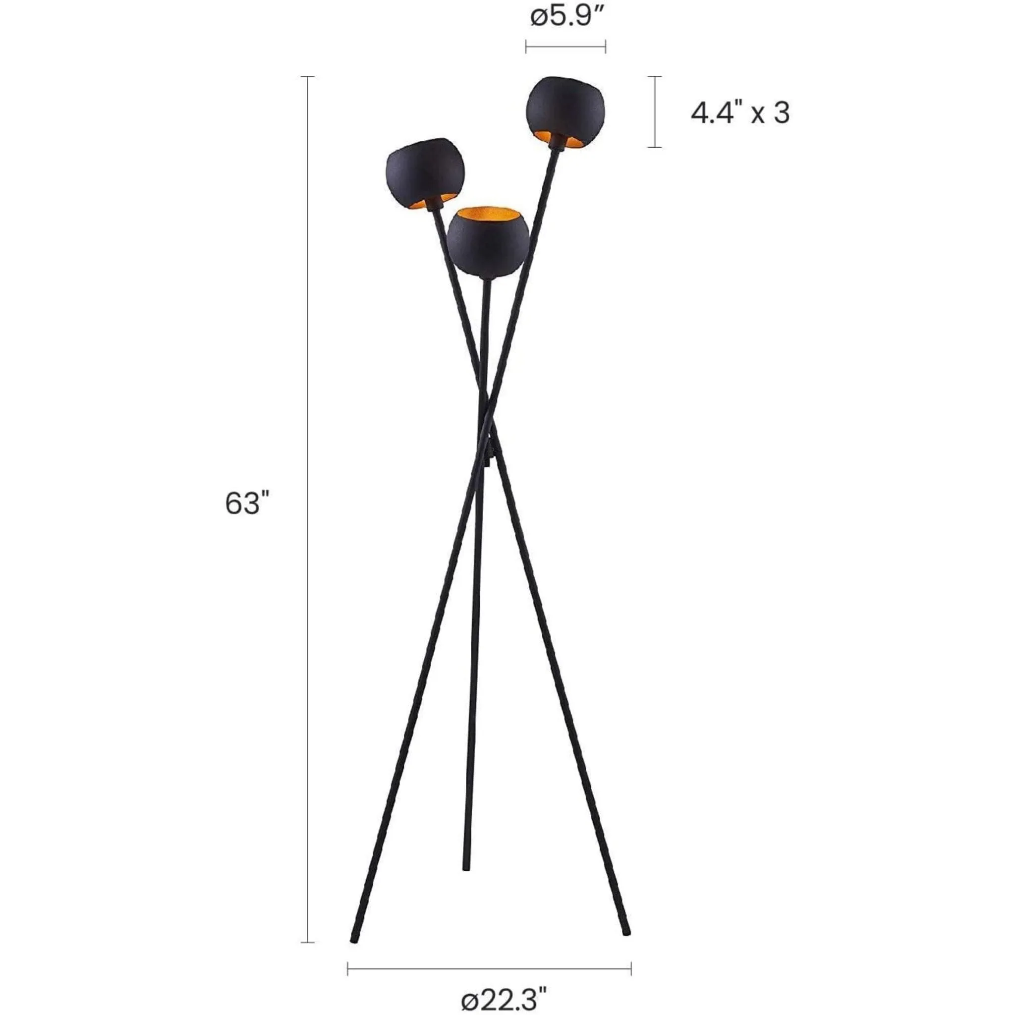 Globe Tripod Legs-Metal Tripod Floor in Matte Black