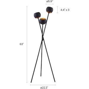 Globe Tripod Legs-Metal Tripod Floor in Matte Black