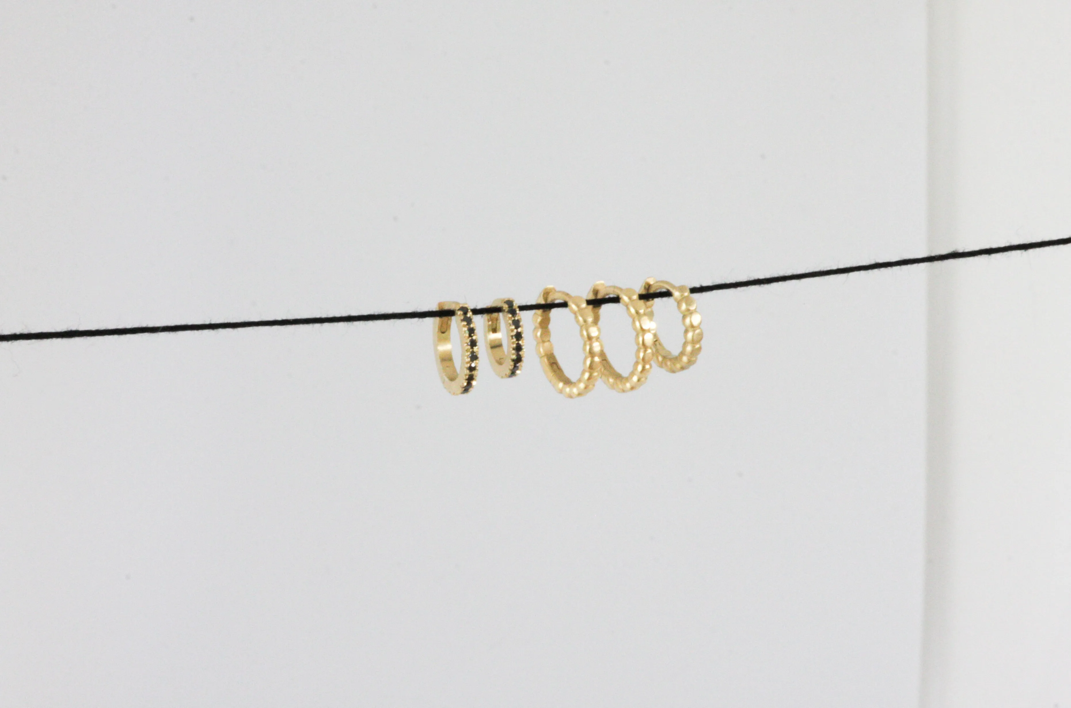 Gold & Black Diamonds Huggies | Medium Size