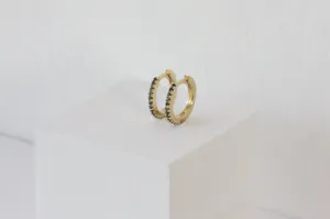 Gold & Black Diamonds Huggies | Medium Size
