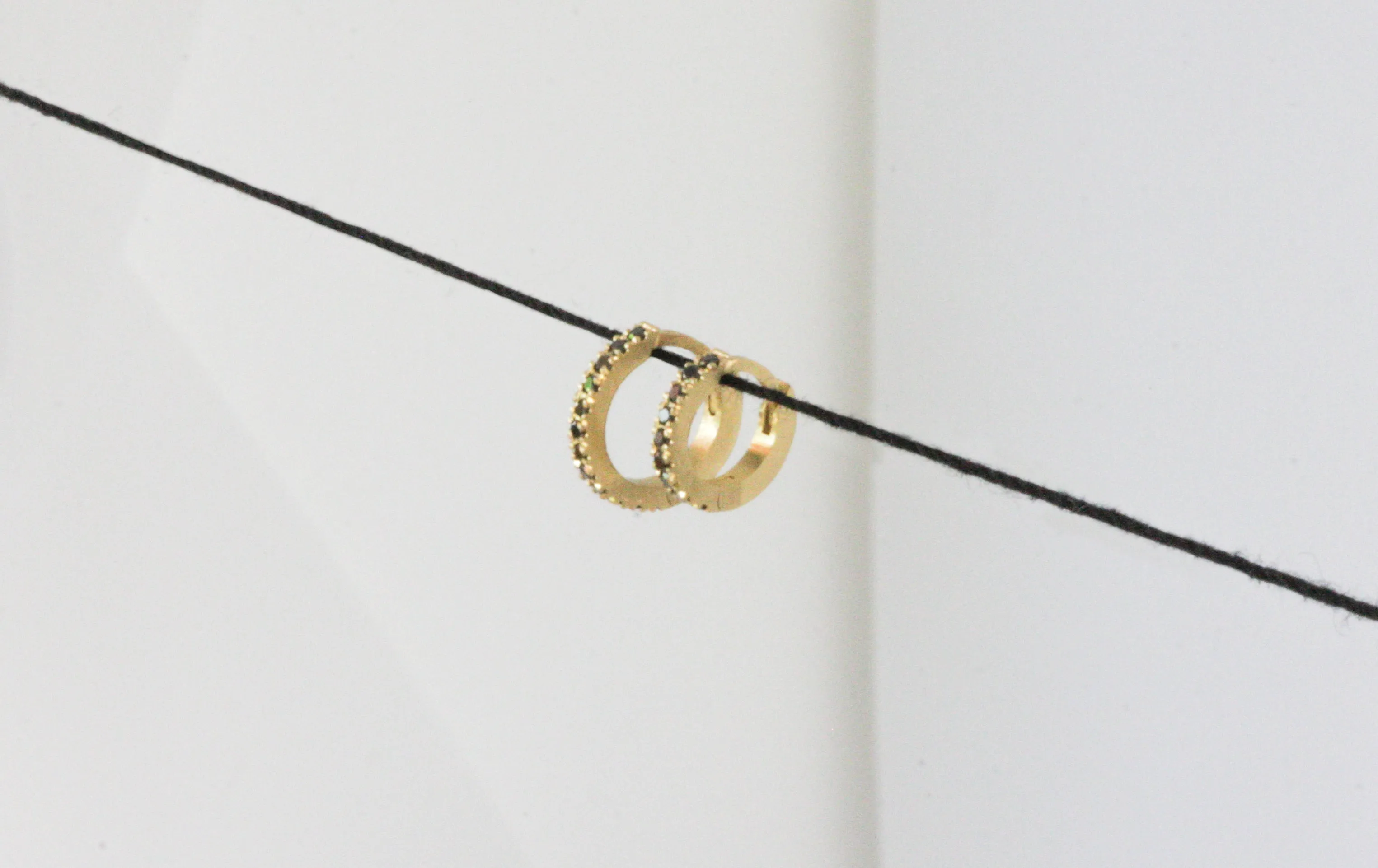Gold & Black Diamonds Huggies | Medium Size