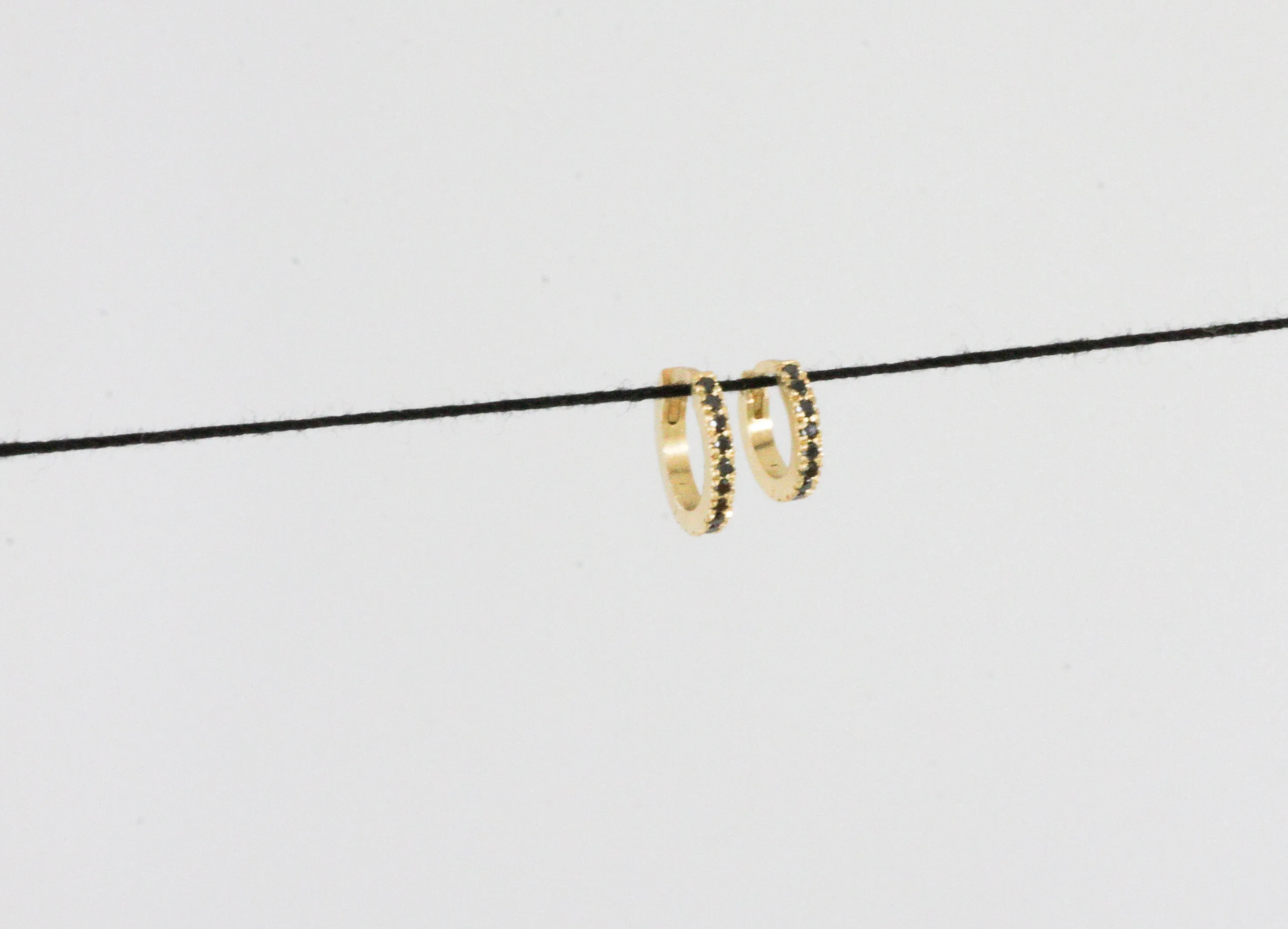 Gold & Black Diamonds Huggies | Medium Size