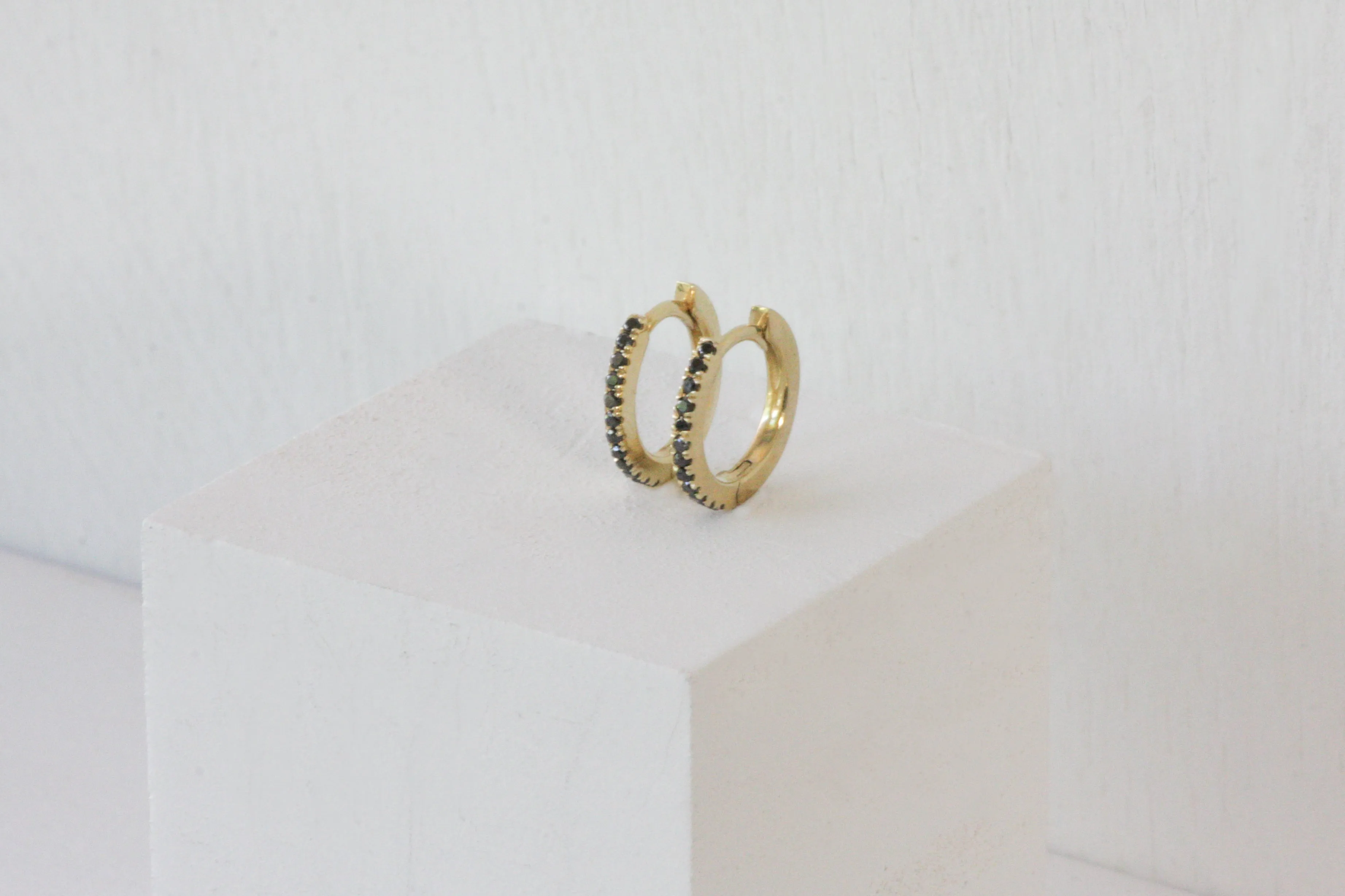 Gold & Black Diamonds Huggies | Medium Size