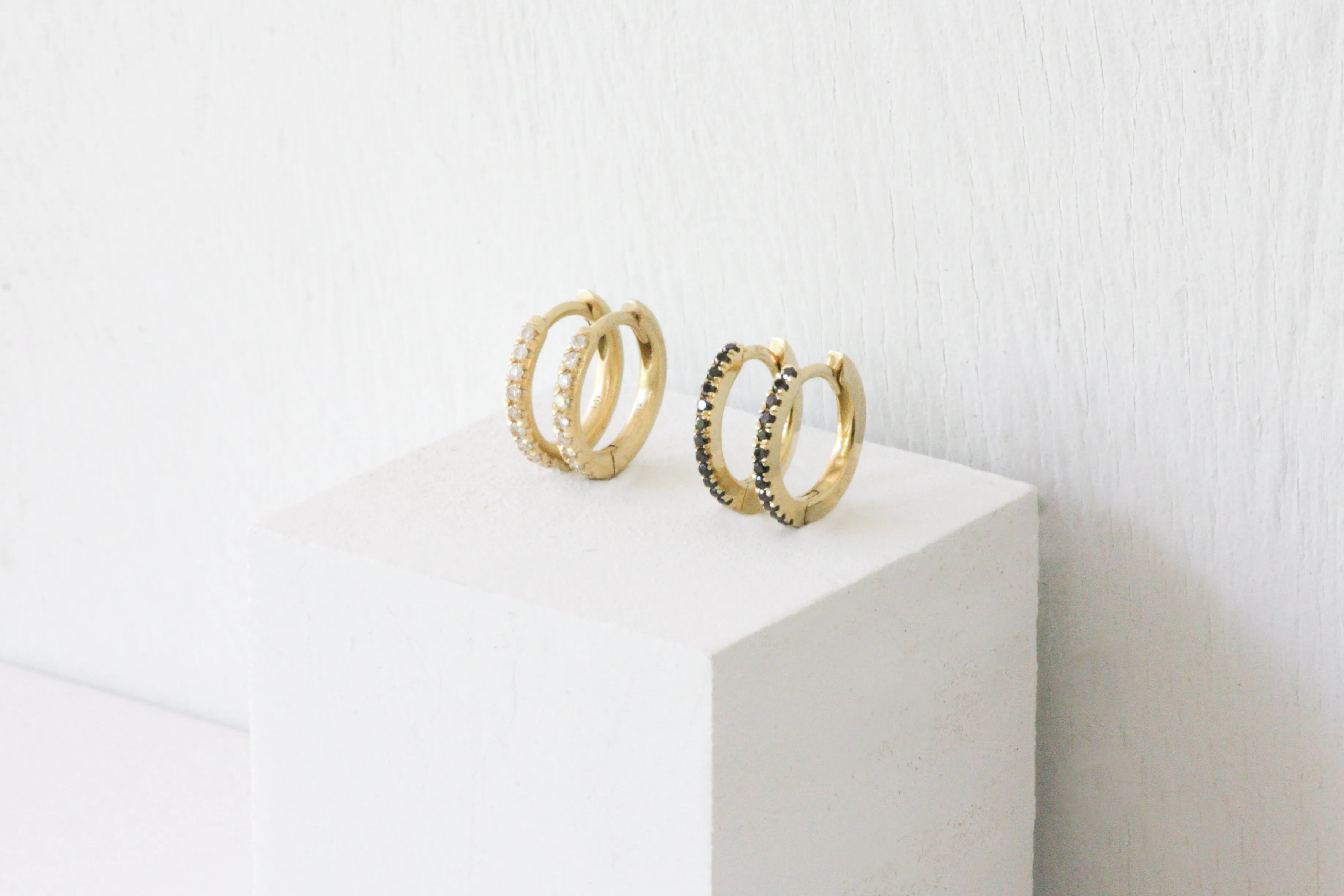 Gold & White Diamonds Huggies | Medium Size
