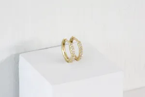 Gold & White Diamonds Huggies | Medium Size