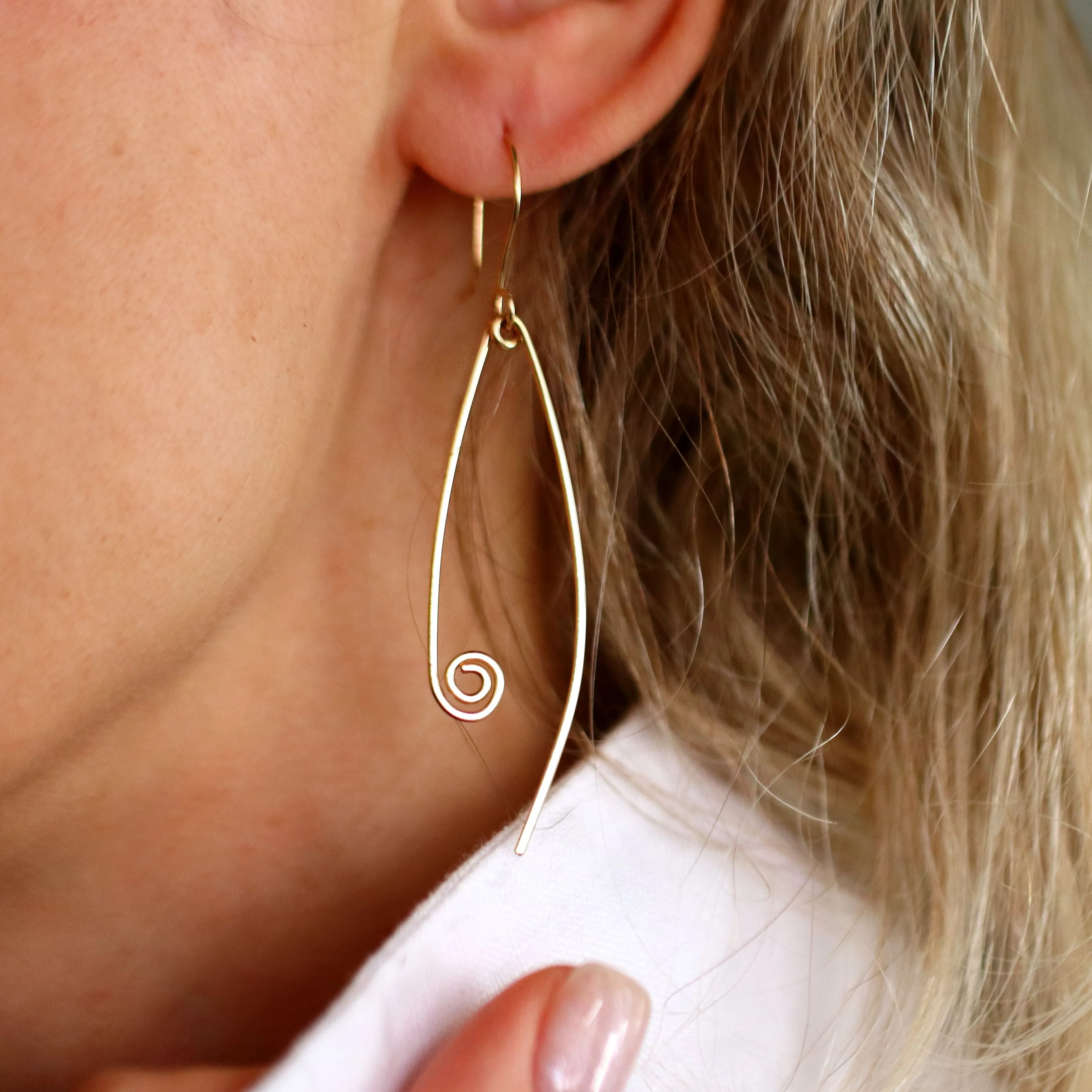 Gold Safety pin drop earrings Geometric Jewelry