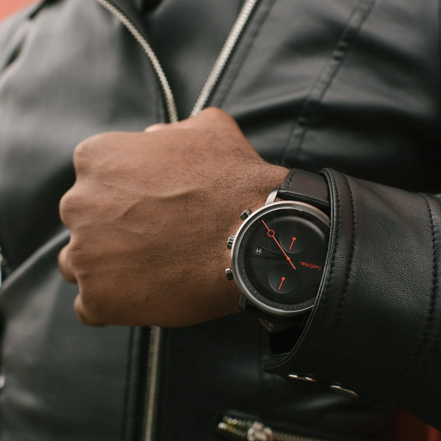 Golden Gate Chrono Leather Gunmetal Red